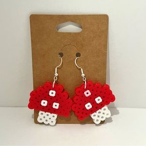 Pixel Mushroom Bead Earrings
